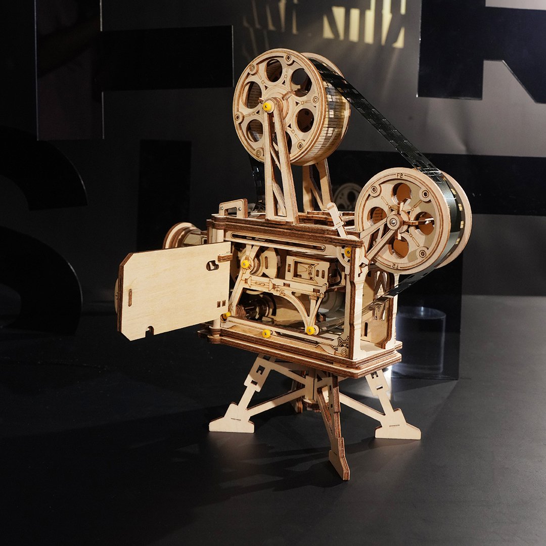 3D Wooden Puzzle - Enter the Magical World of Cinema with Vitascope/Film Projector