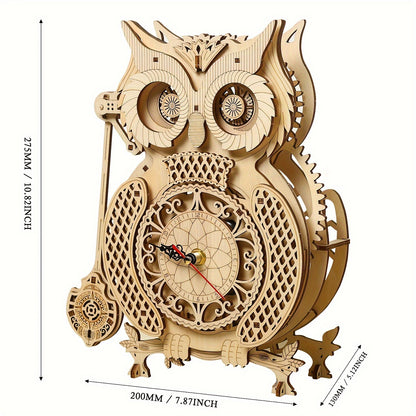 Creative Passage: 3D Wooden Owl Clock Puzzle Set for Adults