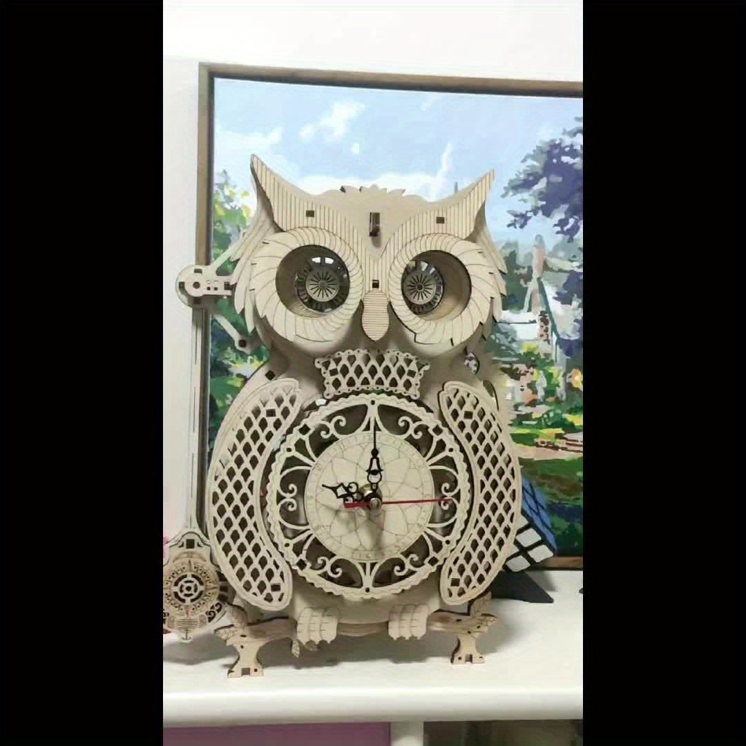 Creative Passage: 3D Wooden Owl Clock Puzzle Set for Adults